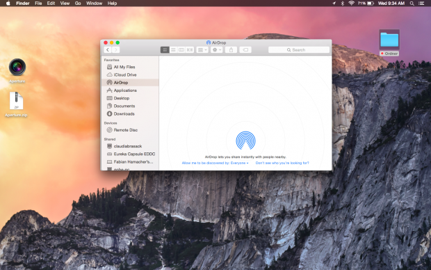 Airdrop in der aktuellen Version... (Screenshot: Golem.de)